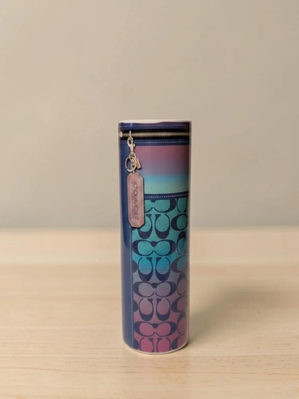 COACH Gradient Signature Cylinder Case - Blue Teal Pink